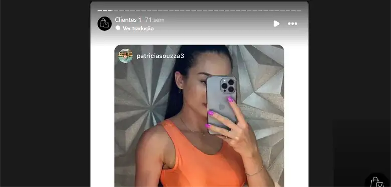 Exemplo de stories feito com conta fake para aplicar golpe no Instagram